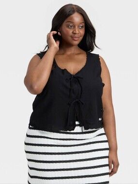 Women's Tie-Front Fashion Vest - Universal Thread™ Black XXL
